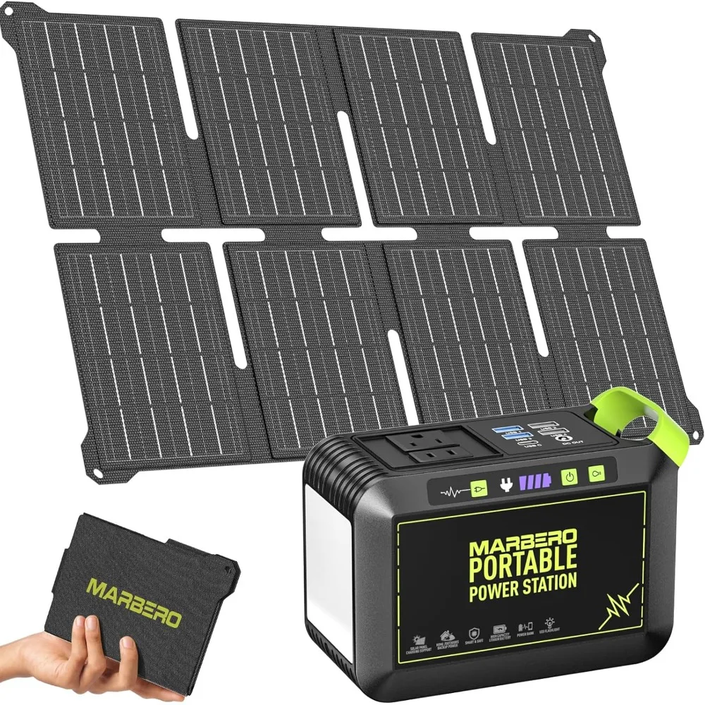 

88.8Wh Solar Generator with Panels Included, Fast Charging AC Outlet 120W Peak, 24,000mAh Portable Power Station