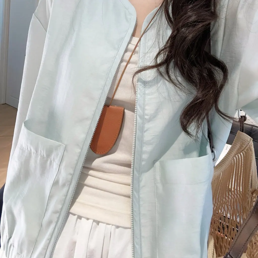 

Женская легкая короткая рабочая куртка из лиоцелла, повседневная солнцезащитная куртка на молнии G042206