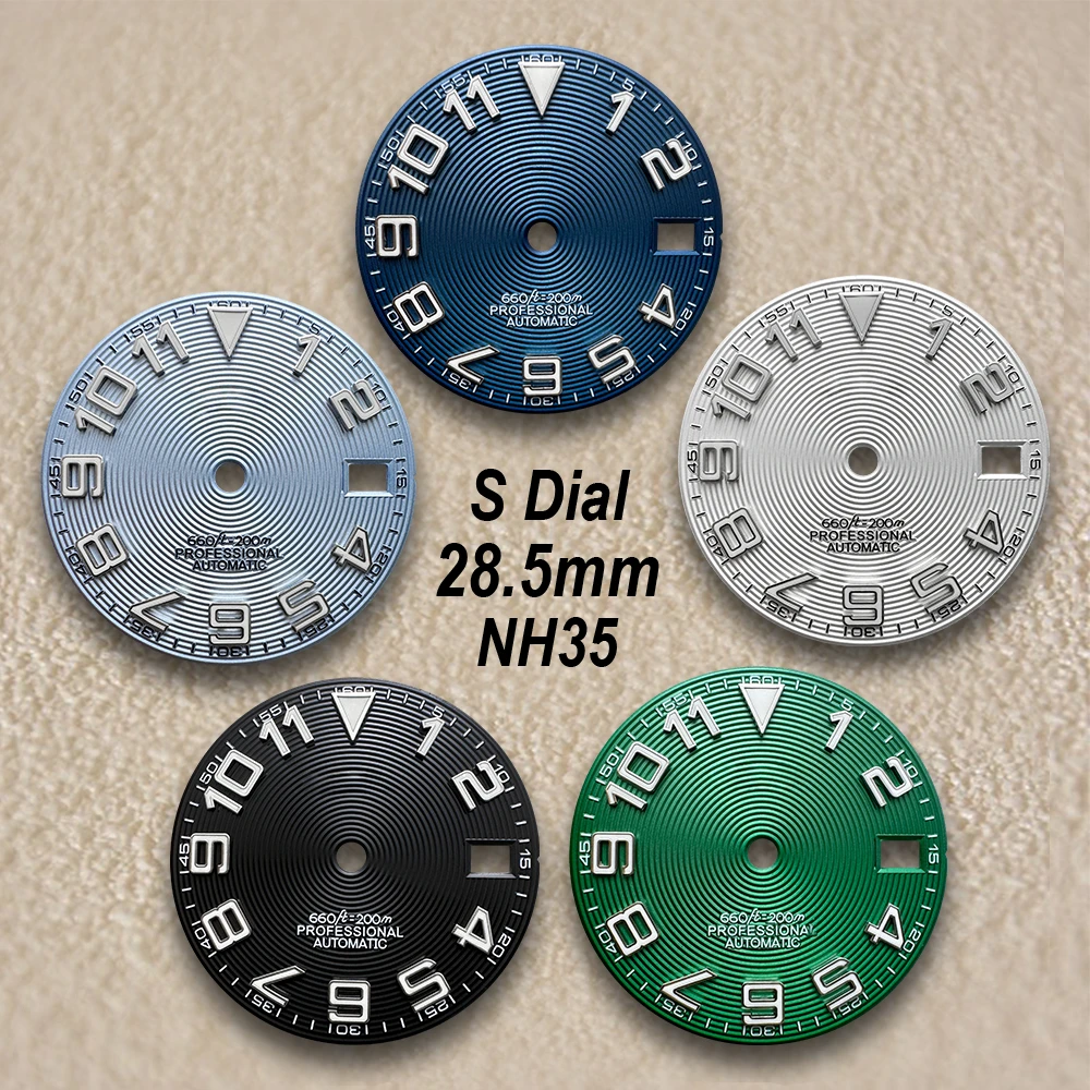 28.5mm S Dial Suitable for NH35/NH36 Automatic Movement Green Luminous High-quality CD Watch Modification Accessories