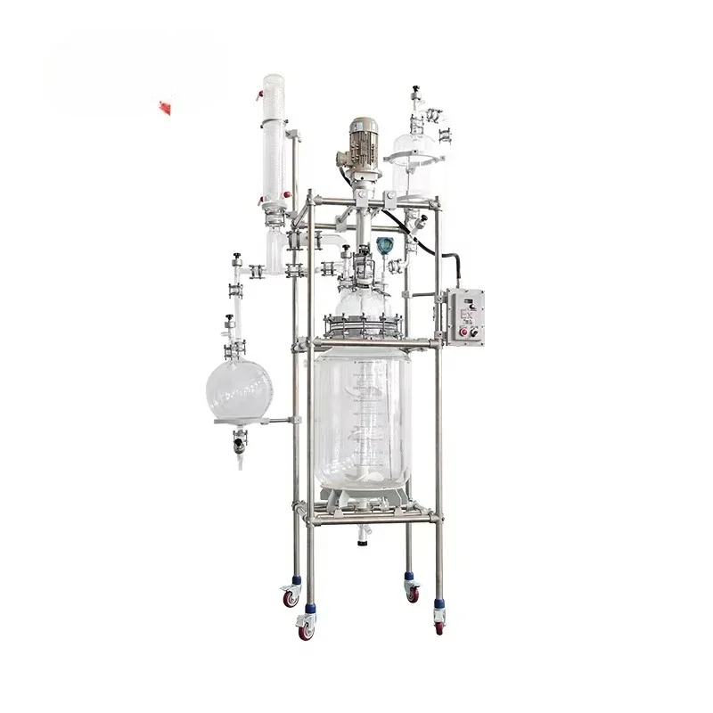 Double-layer jacketed borosilicate glass reactor, laboratory reaction vessel, double-layer glass reaction tank