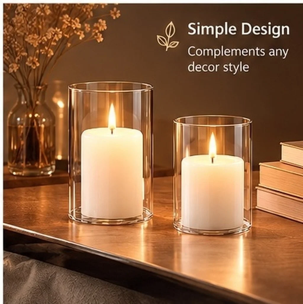 2Pcs Glass Covers Glass Candleholder Tube Shade Cup Shape Holders Open Flame Chimney Tube Cover home decor