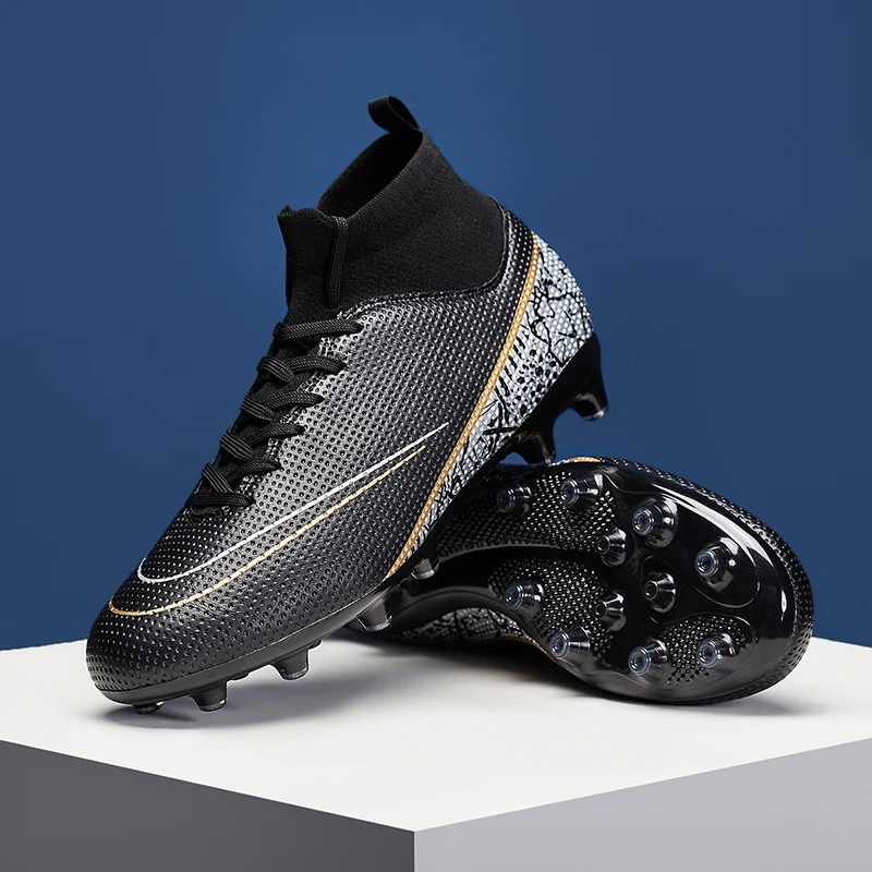 Botas de futebol masculinas resistentes ao desgaste, chuteiras de futebol, tênis de treinamento ao ar livre, antiderrapante para crianças, TF FG, tamanho 34-47, novo, de venda quente