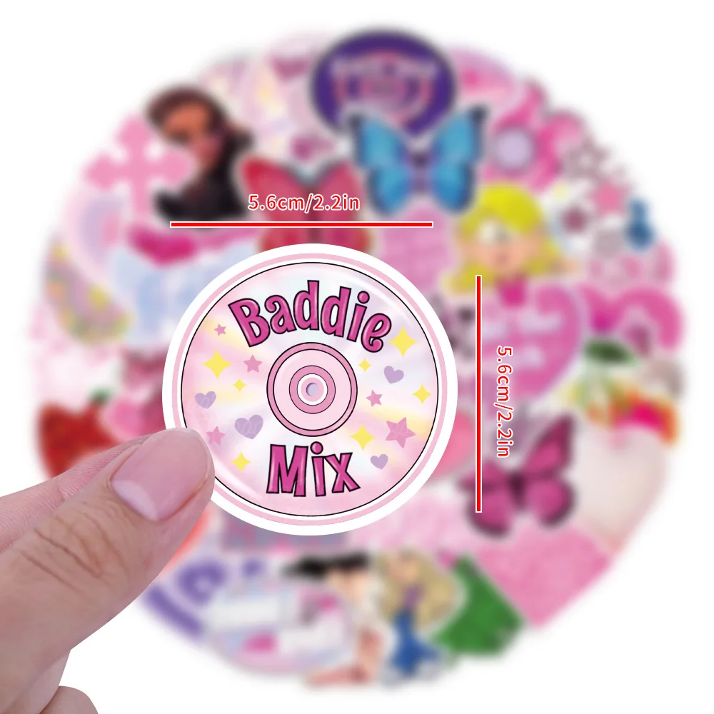 60 قطعة من ملصقات Y2K الرائعة الوردية اللطيفة على الطراز الألفي لسكوتر الكمبيوتر المحمول المخطط، أمتعة لوح التزلج المقاومة للماء