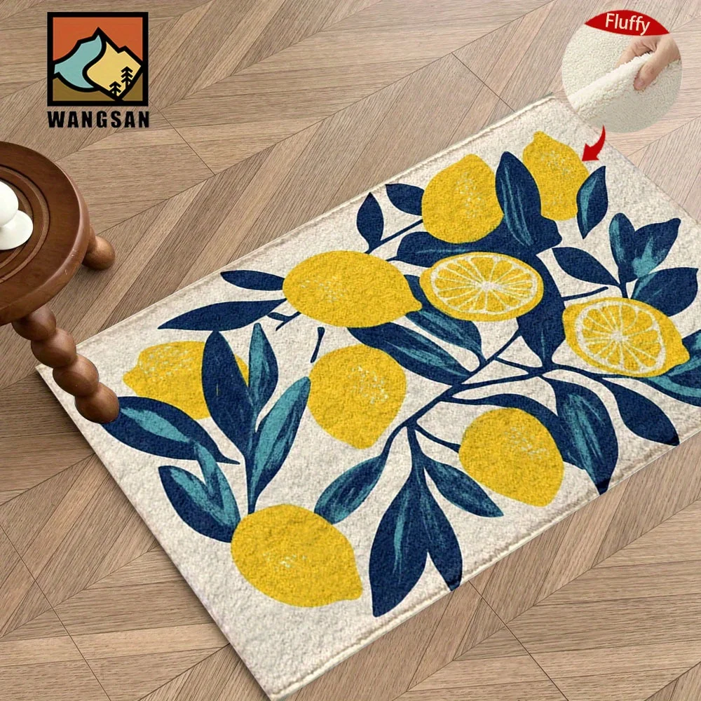 VIKAMA Zitronenteppich, frische Fußmatte, Willkommensmatte, Küchenteppich, Badezimmermatte, Teppich für Schlafzimmer, Nachttisch, Bodenmatte, Teppich für Wohnzimmer