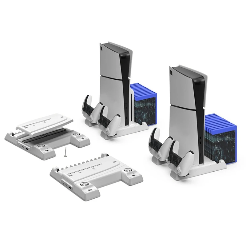 Multi-Functional Cooling Dock for P5 Console Universal Dock Docking Station with Disc Storage Handle for PRO/PS5slim-A51M