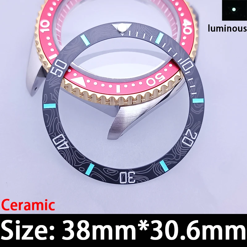 38mm*30.6mmLuminous Ceramic Bezel Dive Watch ModdingPartWaterproof Scratch-Resistant Watch Accessory Replacement Ring for Repair