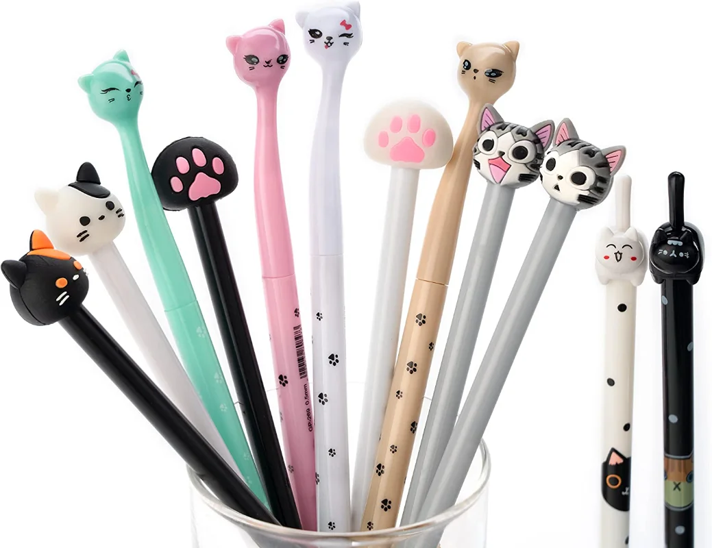 Imagem -04 - Cute Cat Gel Canetas para Crianças Canetas de Escrita Tinta Preta Animal Escritório e Material Escolar Artigos de Papelaria por Atacado 100 Pcs