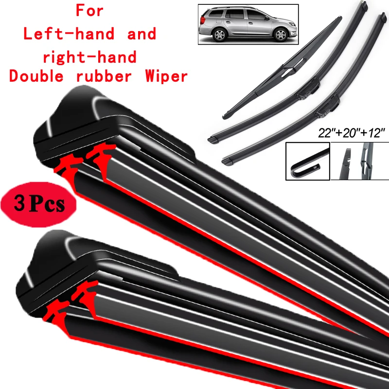 

Car Wiper Front & Rear Wiper Blades Set Kit For Dacia Renault Logan MK2 MCV 2013 - 2015 Windshield Windscreen 22"+20"+12"