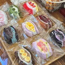 Sandwich Toast Taba Squishy Fruit Swiss Roll Fidget Toys Dessert Bakery Anti Stress Novelty Toy Christmas Party Gifts antiestres