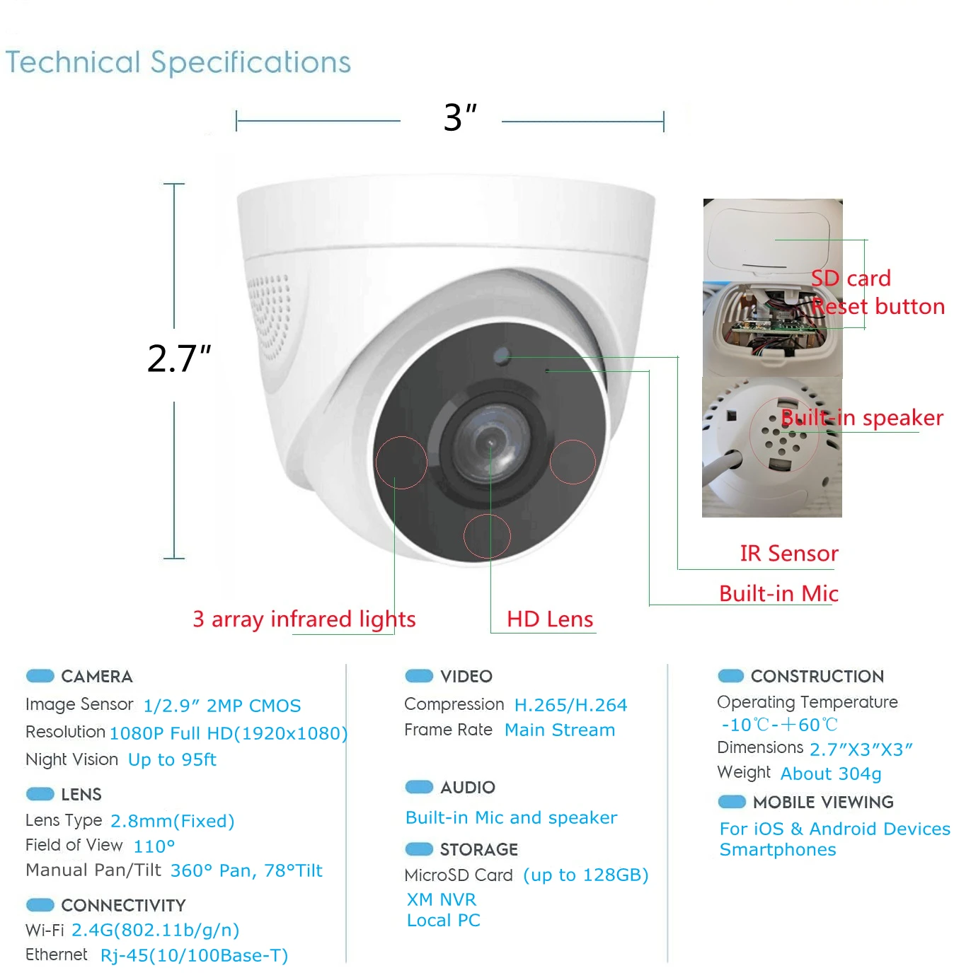 Imagem -06 - Câmera ip de Segurança com Wi-fi Cúpula 2mp Talk p sem Fio Suporte para Conversa Two Sistema de Vigilância para Casa