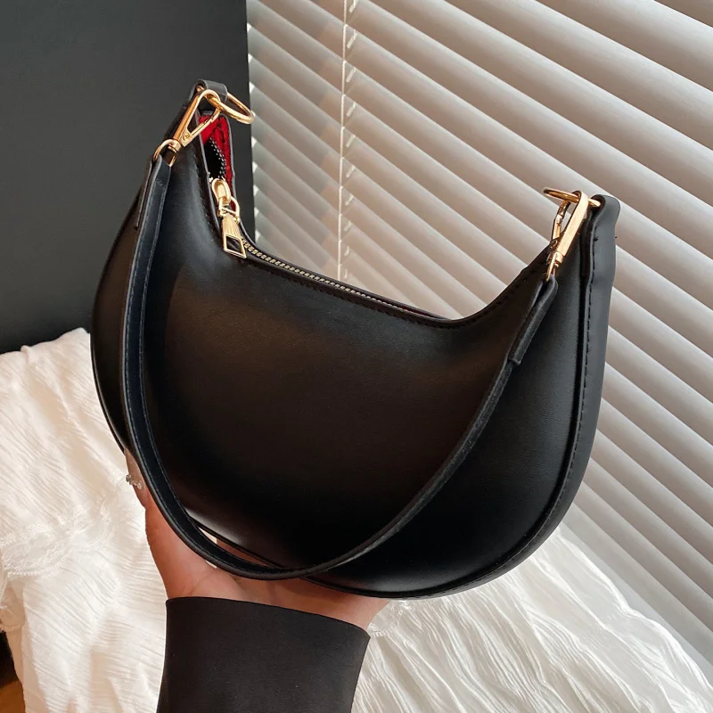 

Luxury Moon-shaped Designer Bag Fashion Pu Leather Women Shoulder Bag Elegant Zipper Lady Handbags Casual Female Underarm Bags