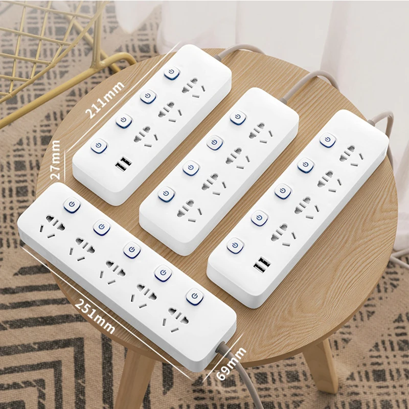 Power Strip dengan Switch Fast Charging 3 USB Extension Socket Power Strip