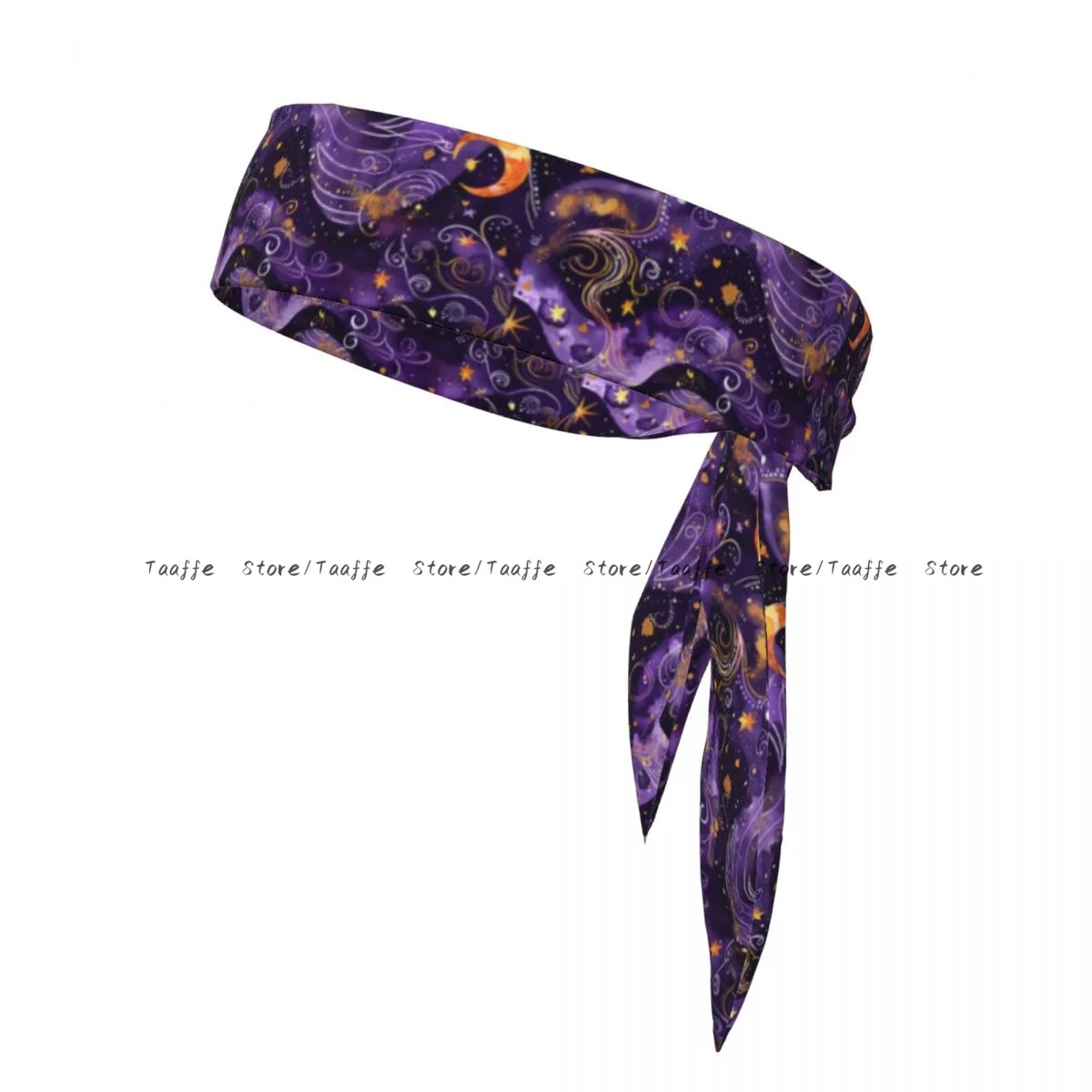 Hand Drawn Clouds Moon And Stars Bandanas Hairband Head Tie Sports Headband for Running Tennis Karate Athletics Brief Style