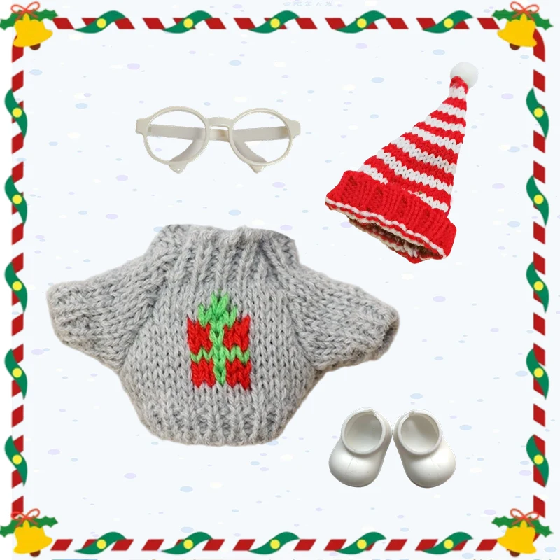 

Мини-кукольная одежда, аксессуары для корейки Kpop Exo Labubu Idol V1 V2, рождественский свитер с печеньем, шляпа, новогодняя одежда