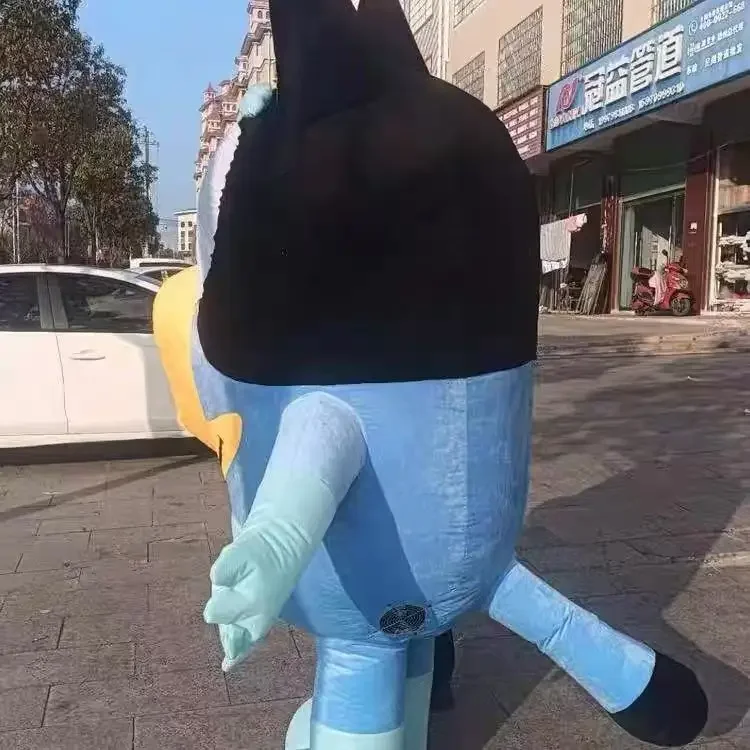New Blue Dog Inflatable Costume Mascot for Adult Plush Furry Animal Halloween Carnival Dress Yellow Blue Dog Suit No Battery