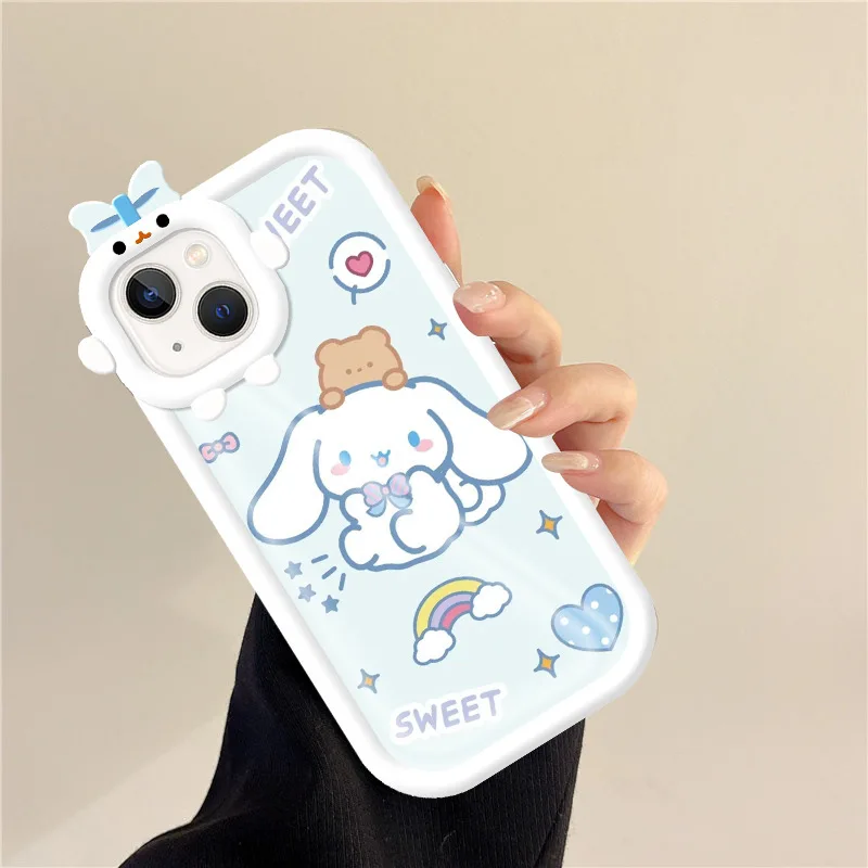 Kawaii Cartoon Sanrio Cinnamoroll Case For Apple 14 13 12 11 Pro Max Plus All-Inclusive 8 7 6 Plus X Xs Xr Se2 Fashion Cute Gift