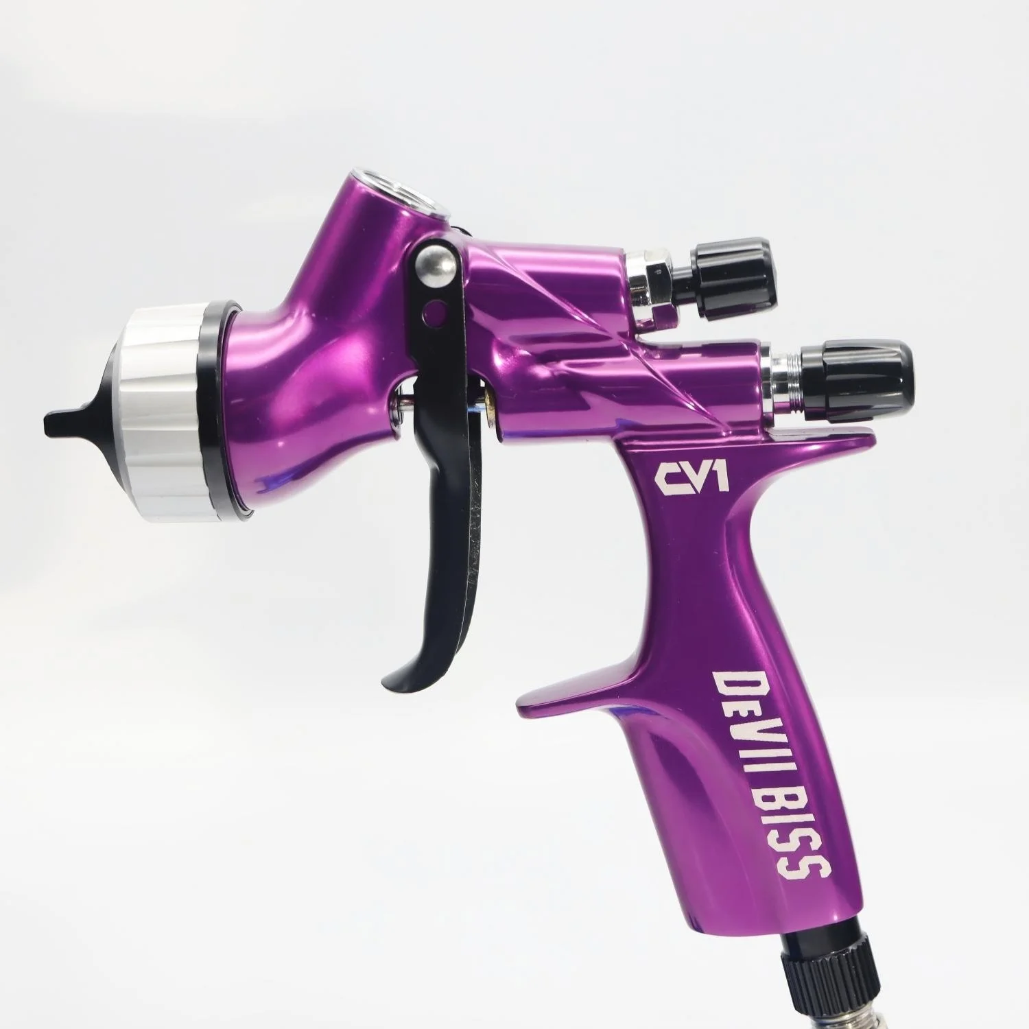 

CV1 Purple Blue HVLP Spray Gun - 1.3mm Stainless Steel Nozzle with 600cc Capacity for Water-Based Paint and Automotive Varnish