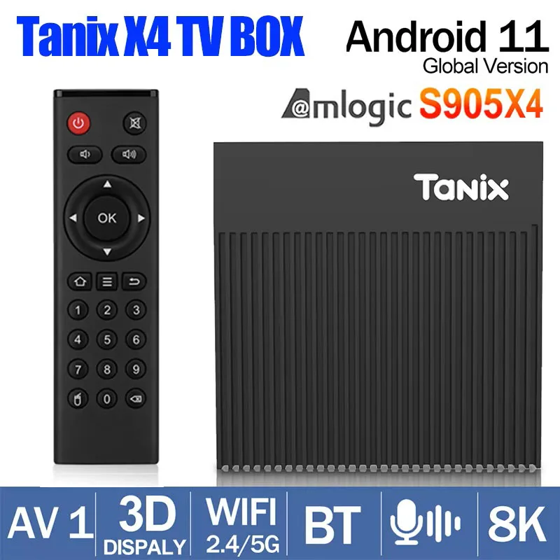 Tanix X4 Amlogic S905X4 Smart TV BOX Android 11 TVBOX 4 Go de RAM 32 Go/64 Go de ROM 100M LAN Wifi double bande 2.4G/5G Décodeur 4K VS X96 MAX