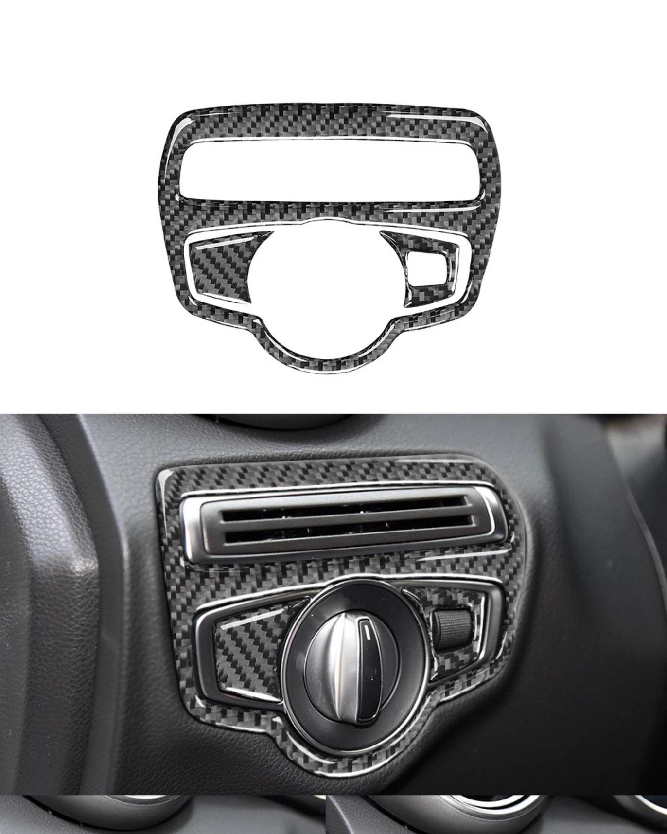 

Carbon Fiber Headlight Switch Knob Trim Fit For Mercedes Benz W205 C180 C200 C300 C GLC Class Frame Sticker