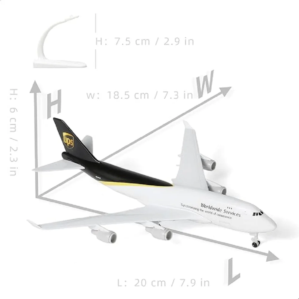 20 см UPS B747, литая под давлением металлическая модель самолета с подставкой, грузовой самолет, коллекционный авиационный подарок