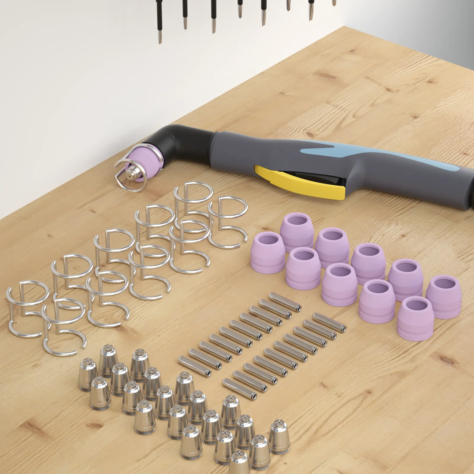 Imagem -06 - Kit de Consumíveis de Corte Plasma Eletrodos Copos Dicas Guia Espaçador Soldador Tocha Sg55 Ag60 Wsd60 Cut55p Cut65p 60 Pcs