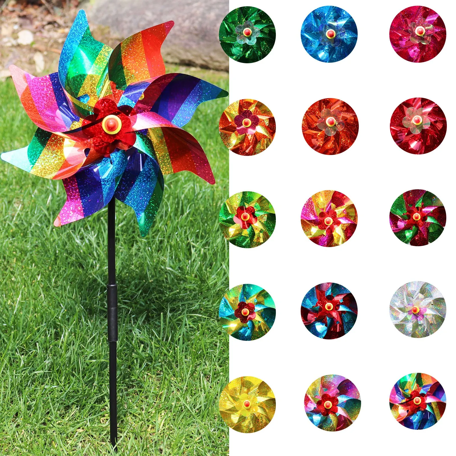 24cm Windmill Bird Repellent Decoration Bird-Scaring Wind Spinner Children Kids Toys Easy Installation Garden Orchard Protection