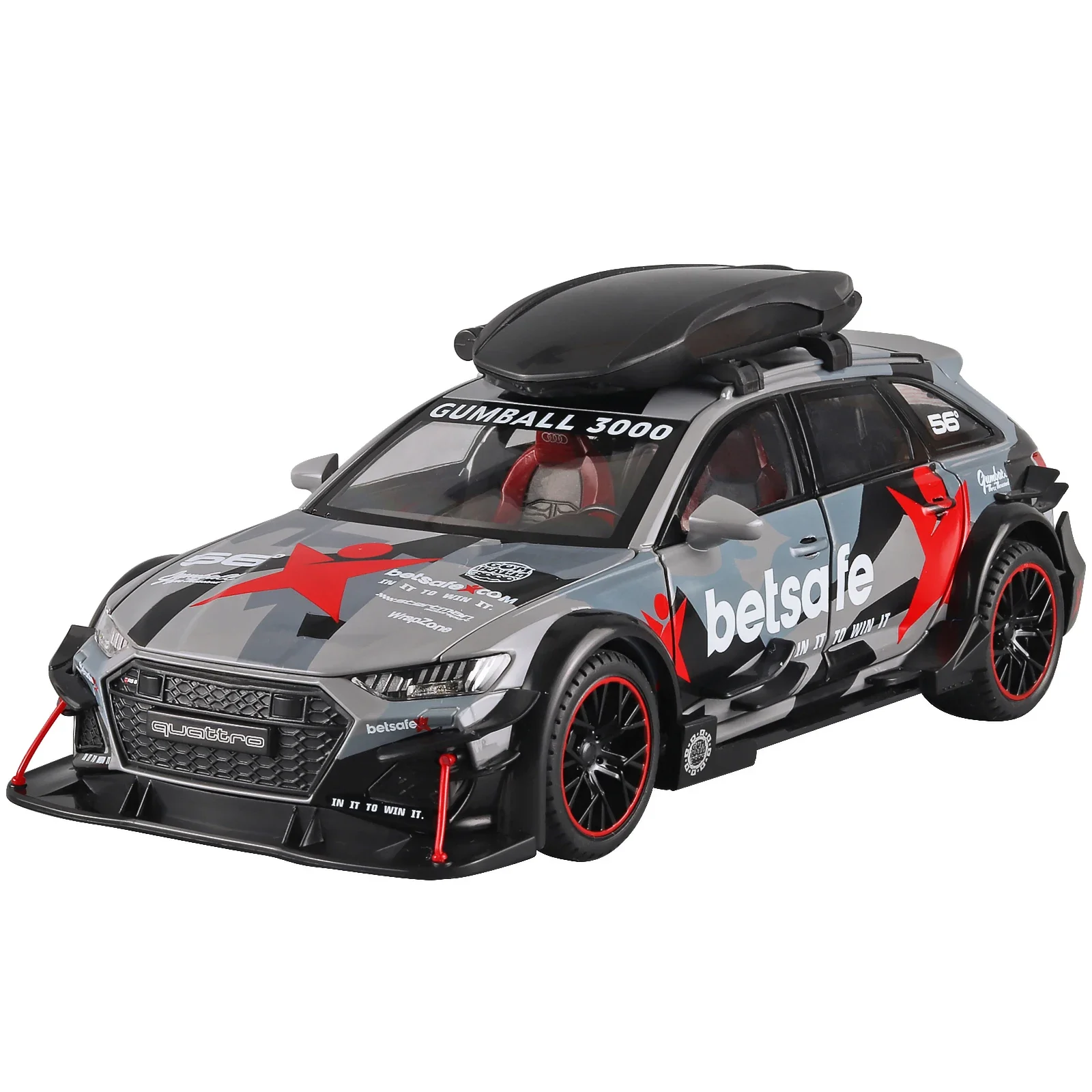 1/24 Audi RS6 veicoli modificati modello di auto giocattoli in lega pressofuso con tirare indietro la luce e il suono modello di auto ragazzi regali per bambini 1