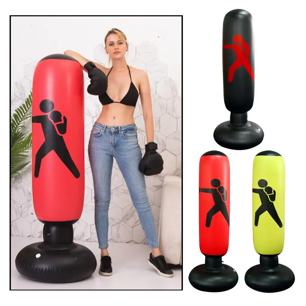 Inflatable Boxing Punch Bag 160cm Free Standing Tumbling Trainer for Kids Adults Home Gym Fitness Equipment PVC Heavy Duty