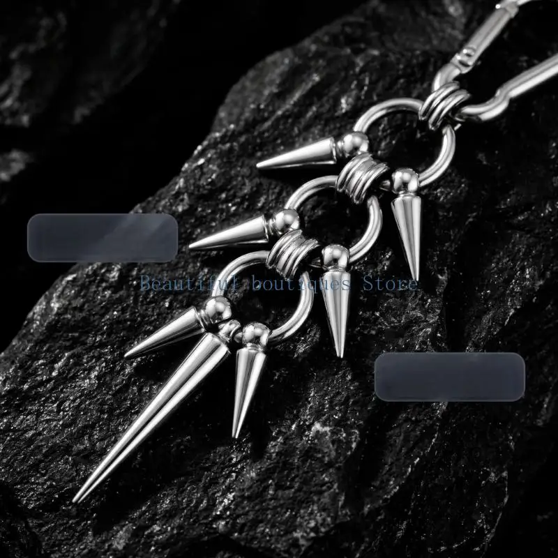 U4LF Connected-Ring Pointed Keychain in Silver-Tone Finish with Clip-On Hook for Grouped Keys, Zipper Decoration, and Bag