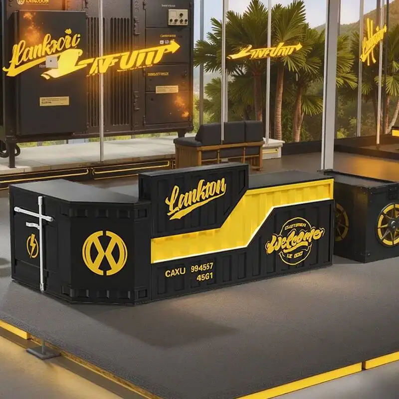 Stainless Steel Shop Reception Desks Modern Design Counter Commericial Reception Desks Checkout Sales Bureau Office Furniture