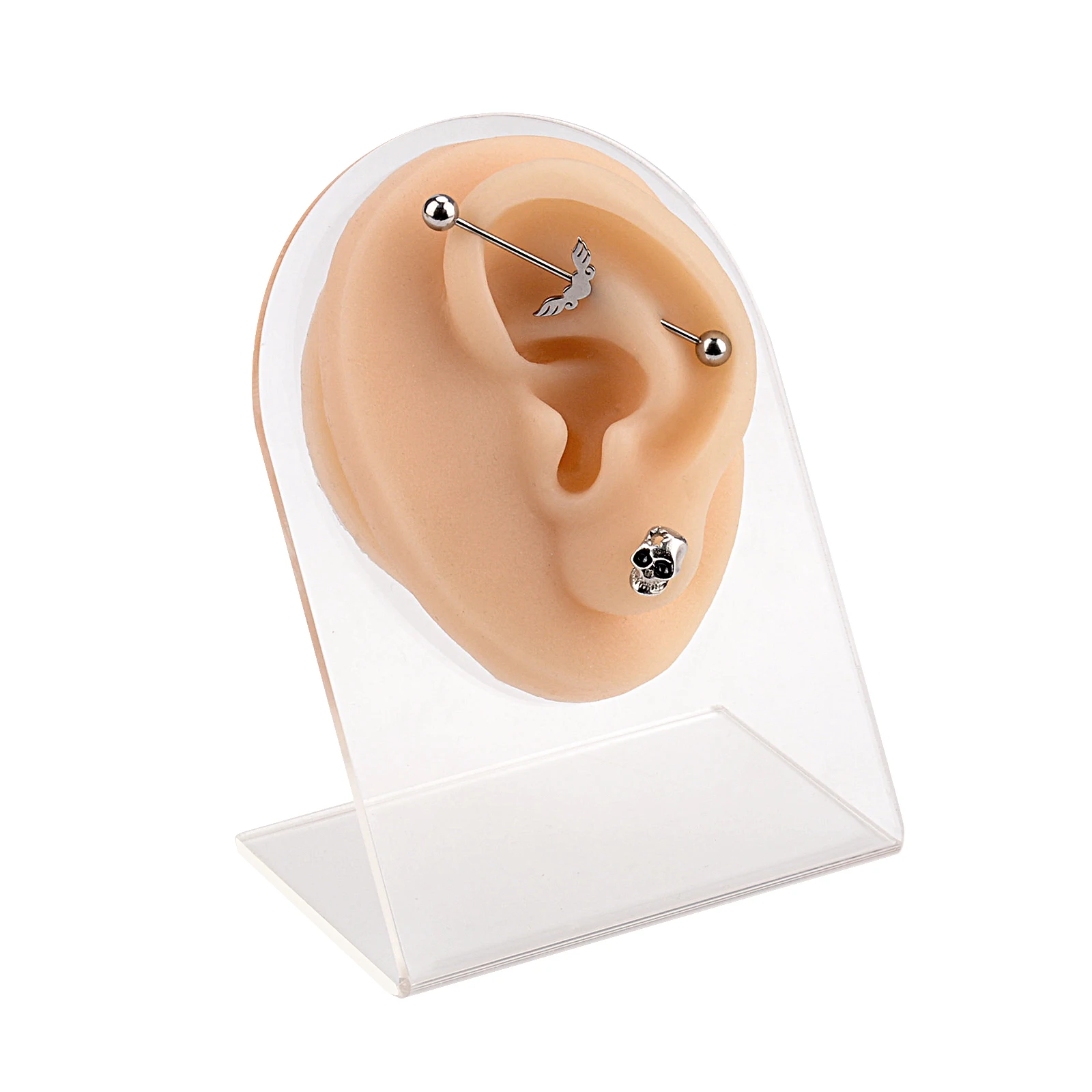 Simulate ear model perforation, puncture, suture practice, ear model, earlobe ring, earring nail display model