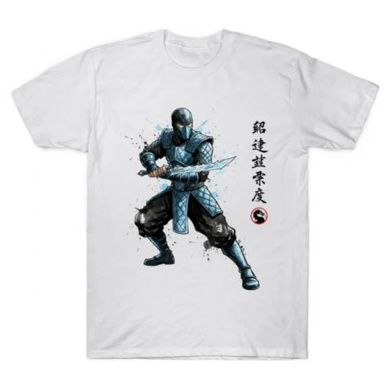 Ice Warrior sumi-e 90's Mortal Kombat Gift tee for gamer 100% cotton Men's Short Sleeve Graphic T-Shirt All size tops S-6XL
