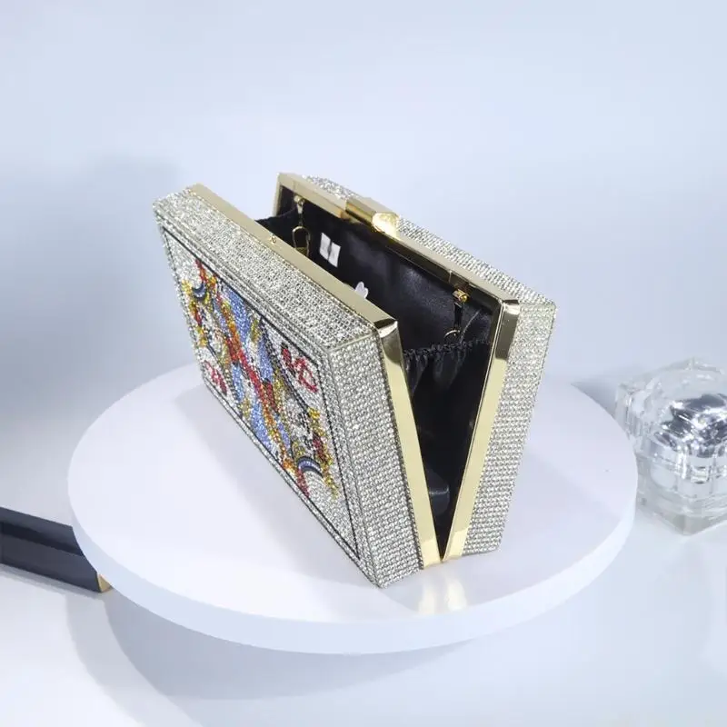 

X90D Элегантная сумочка со стразами Вечерний клатч для покерных карт с цепным ремешком для женщин