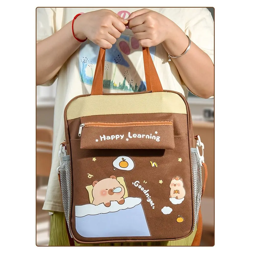 

Прочная сумка через плечо с изображением капибары, несколько карманов, большая вместимость, сумка для книг, сумка через плечо для студентов