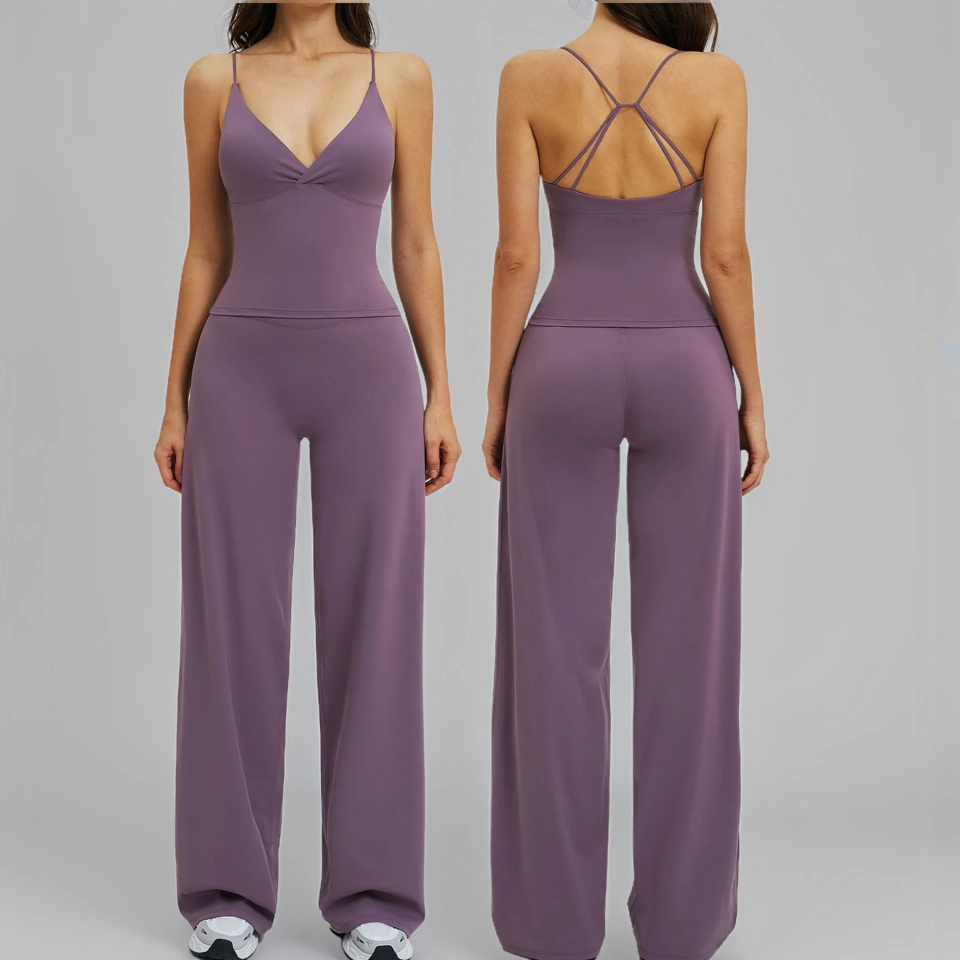Women Yoga Set 2 Pieces Sportswear Workout Outfits Fitness Clothes Gym Tracksuit High Waist Leggings Sports Bra Athletic Wear