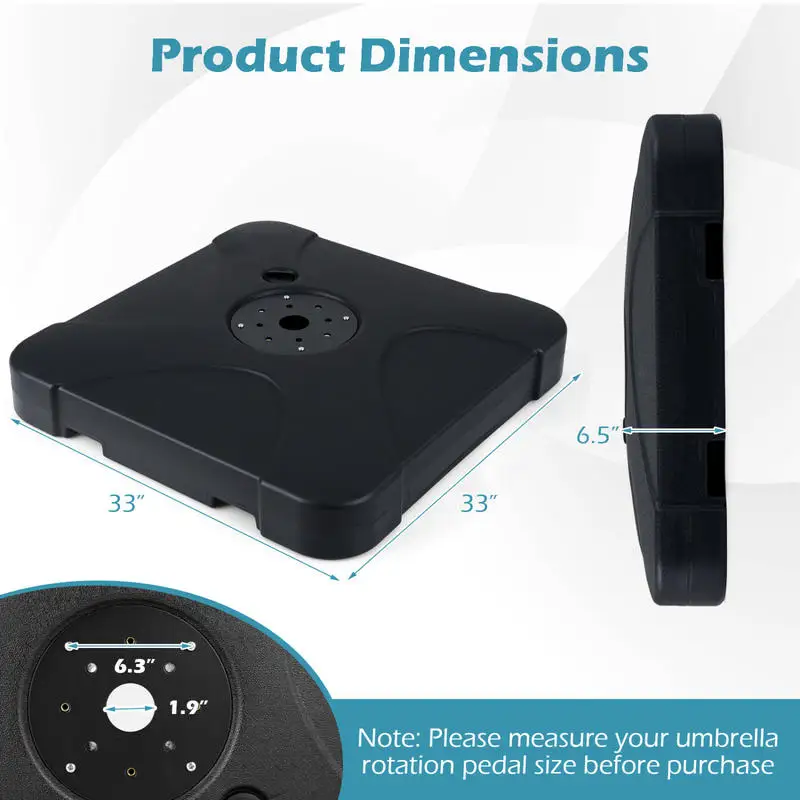 Cantilever Patio Umbrella Base, HDPE Weighted Stand With Water And Sand Fillable Reservoir, 242 Lbs Stability For 8-10 Ft Offset Outdoor Umbrella, Ideal For Courtyard Pool Commercial Use, No Assembly Required