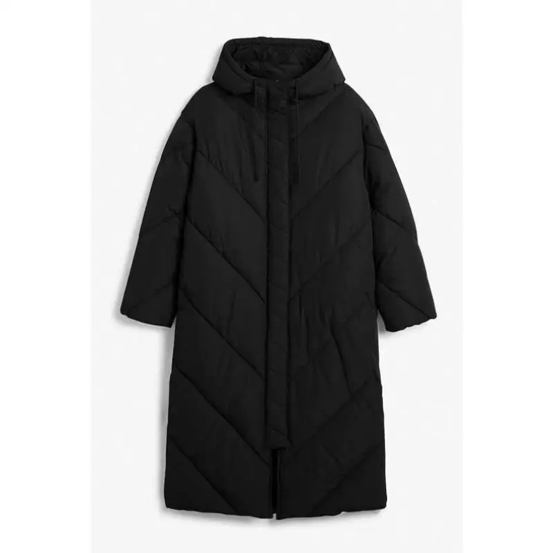 

Thiened Winter Long New Women's Hooded down Jaet Coat Warm Sli Casual Ciwalk PU Leather Sve Nine Points Long Sve