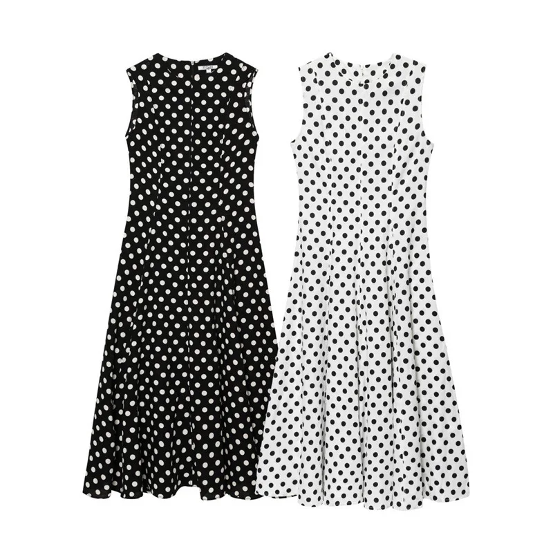 Summer New Women's Clothing Fashion And Thin Polka Dot Midi Sleeveless Dress