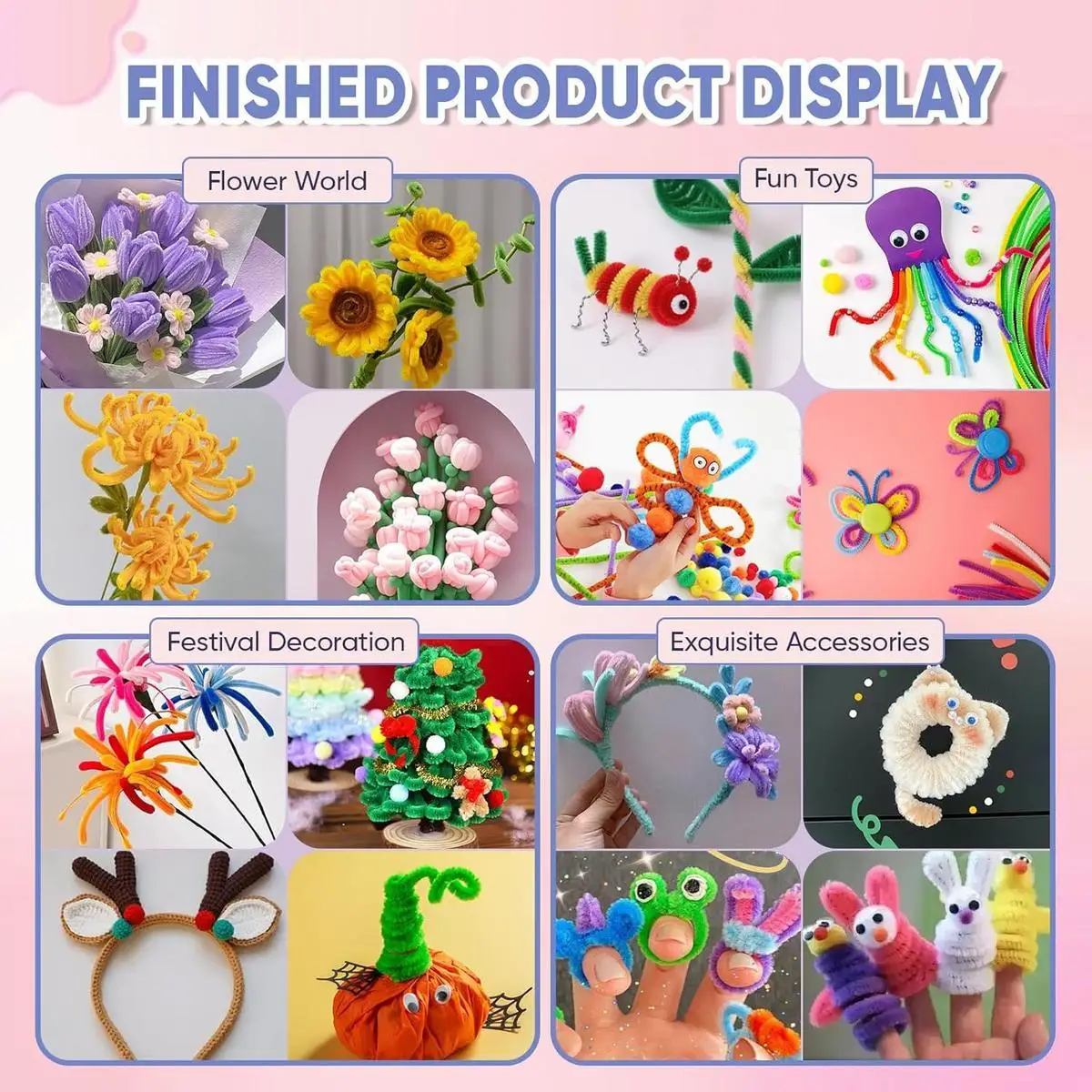 400 Stück Pfeifenreiniger in 20 Farben, Kreative Bastelstäbchen, DIY Pfeifenreiniger für Heimwerker, Kunst und Handwerk, Dekorationsbedarf – Detail 7