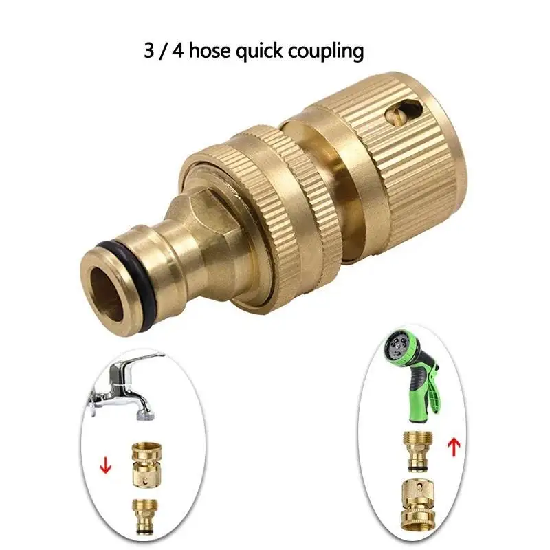 

1Pc/3Pcs/5Pcs 3/4 Inch Brass Garden Hose Connector Quick Connect Swivel Joint for Garden Hose Irrigation Watering Car Washing