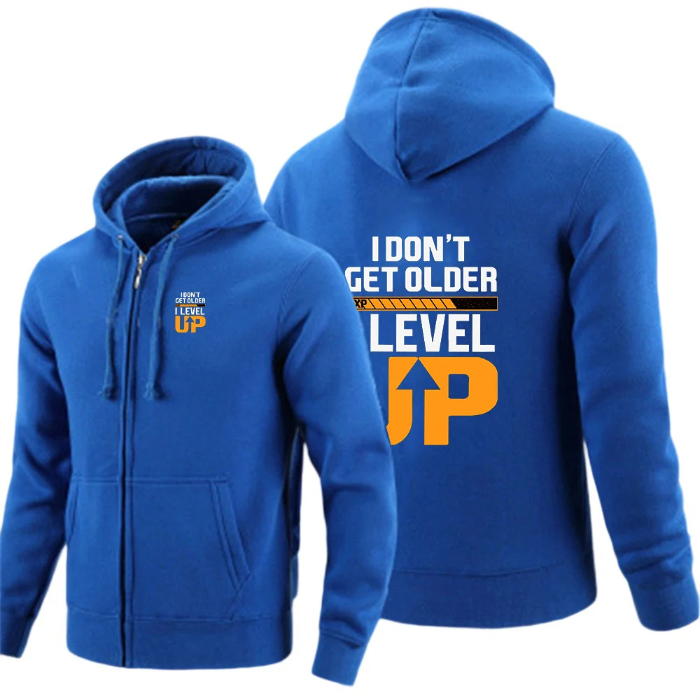 2025 Men's Drawstring Hoodies Spring And Autumn I Don't Get Older I Level up Logo Print Versatile Understated Luxury Coat view 4