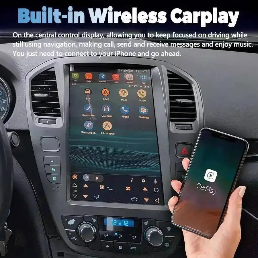 12.8 بوصة شاشة أندرويد مشغل فيديو الوسائط المتعددة لأوبل إنسيجنيا بويك ريجال 2009-2013 ستيريو راديو السيارة لتحديد المواقع والملاحة Carplay