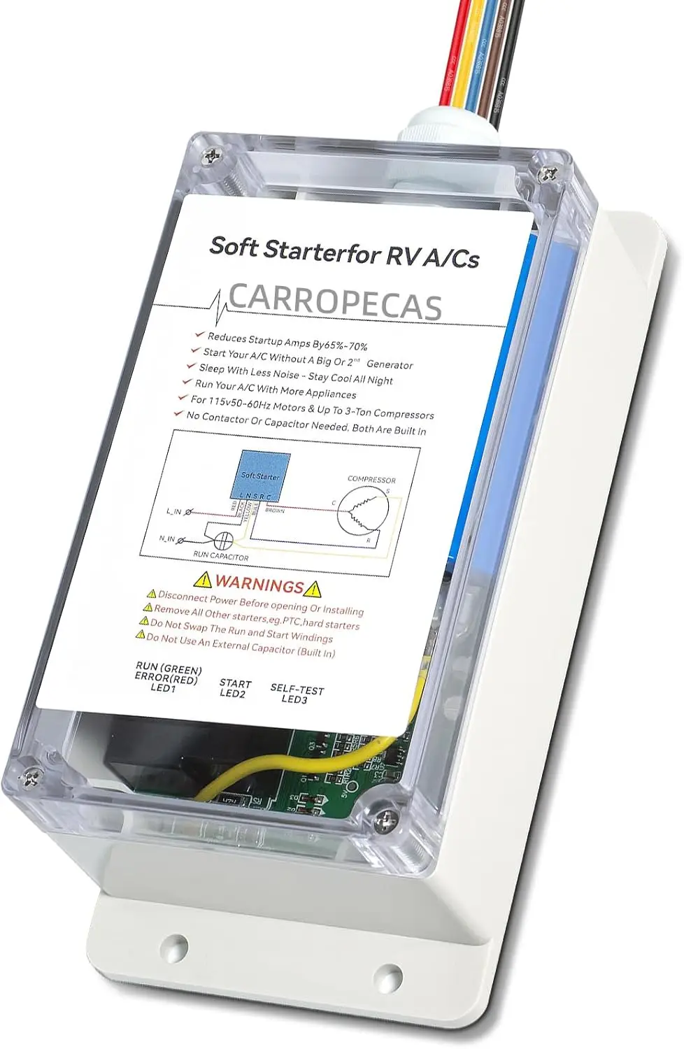 Soft Start for RV Air Conditioners, Reduces Inrush Current by 70%, Easy DIY Install, Waterproof Reverse Motor Protection for Hom