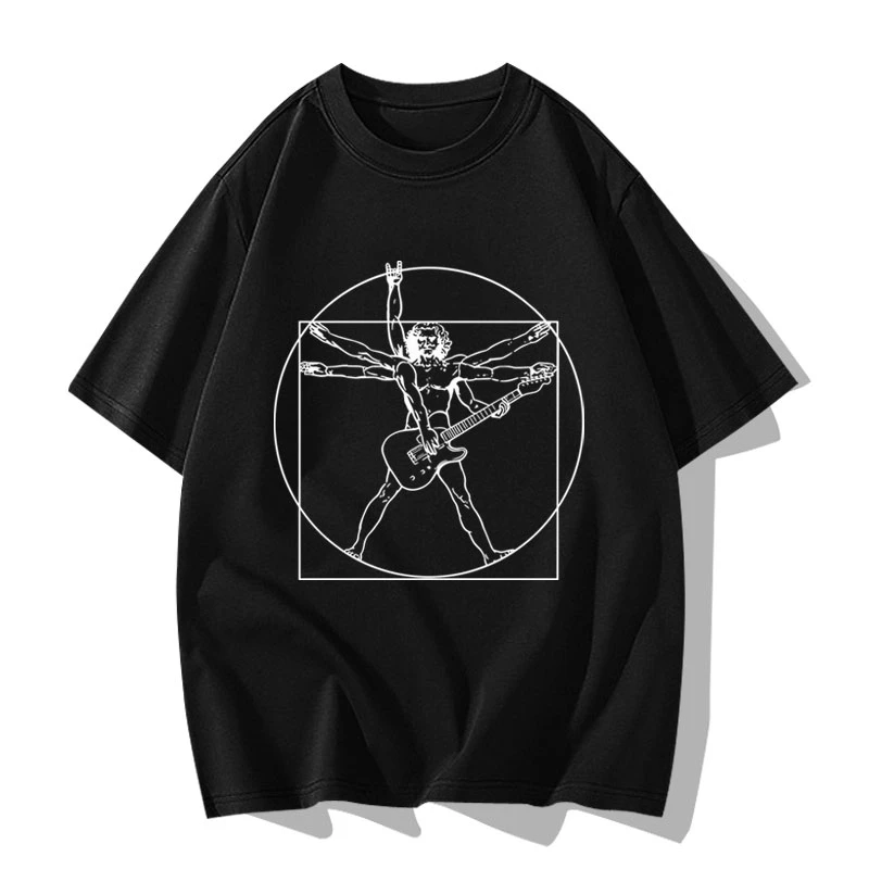 

Heavy Metal Rock Guitar Printing Cotton Crew Neck T-Shirt Male and Female Peripheral Teen Summer Classic Limited Edition
