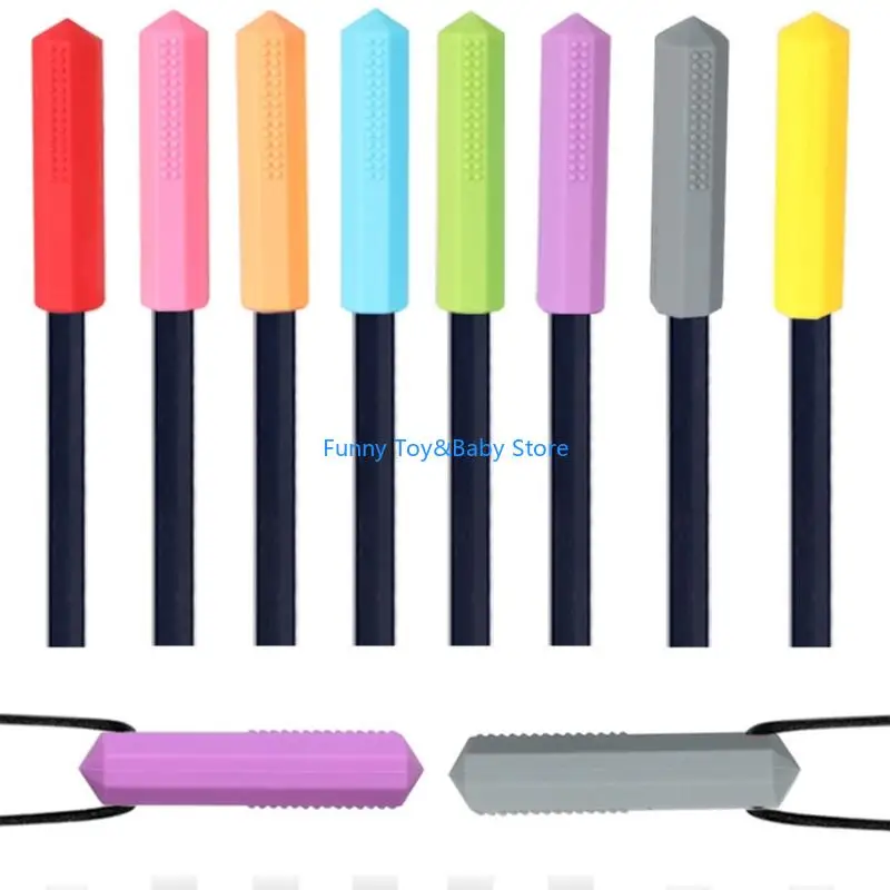 الغذاء الصف سيليكون التسنين غطاء قلم رصاص للأطفال آمنة مضغ عضاضة الرضع مع قلم رصاص حامي للأطفال الصغار و C90B #2