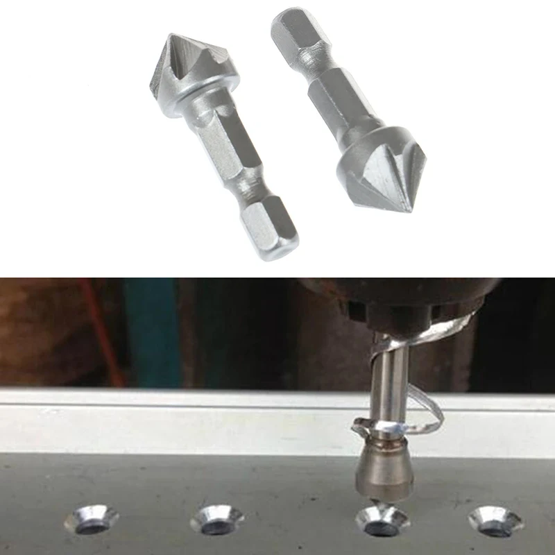6 Flute Countersink Drill Bit Chamfer Cutting Woodworking Tool hexagon handle