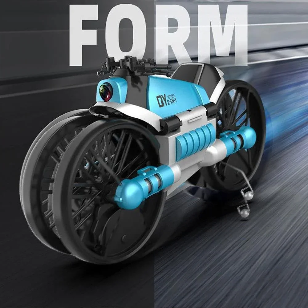 

14+y 2.4G RC Motorcycle Folding Quadcopter 2-in-1 Hand Gesture Sensing Auto Hovering Drone Toy Gift for Kids