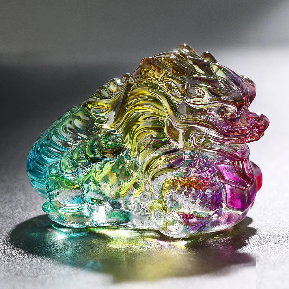 Crystal Dragon Figurine Miniature Feng Shui Chinese Zodiac Mythical Animal Collectible Home Decor Paperweight Glass Craft Gifts