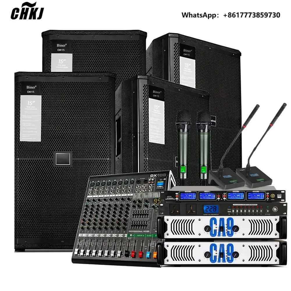 

Biner D100C Professional Single 15 Inch*4 DJ Speakers 10 Channels Audio Mixer 750W*2 Power Amplifier for Large Stage Performance