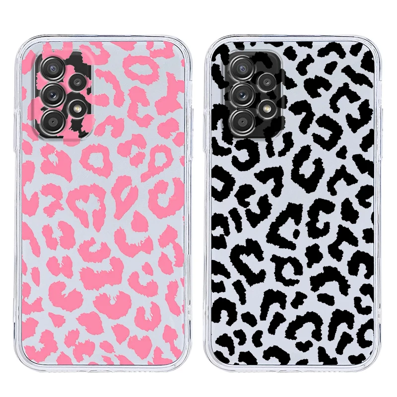 Fashion Leopard Print flower Case For Samsung A37 A57 A15 A13 A35 A55 A51 A71 A41 A05 A17 A23 A25 A33 A53 A73 5G A07 4G Cover